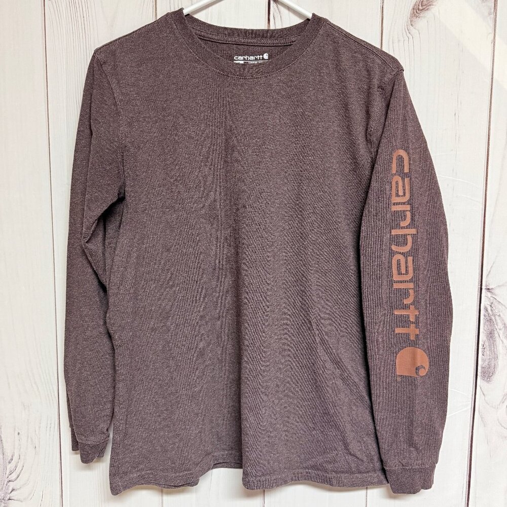 Carhartt Women’s Loose Fit Long Sleeve T-Shirt Medium Brown Heather GUC
